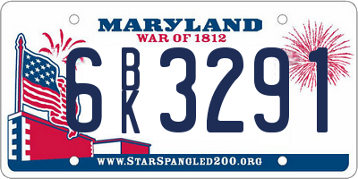MD license plate 6BK3291