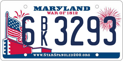 MD license plate 6BK3293