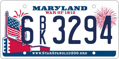 MD license plate 6BK3294
