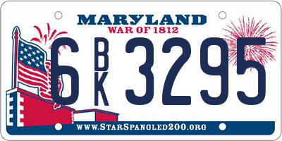 MD license plate 6BK3295