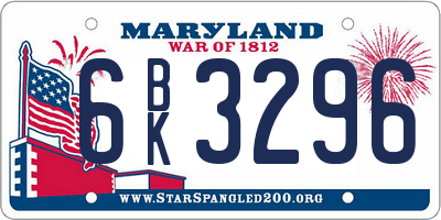 MD license plate 6BK3296