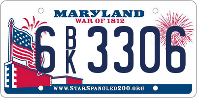 MD license plate 6BK3306