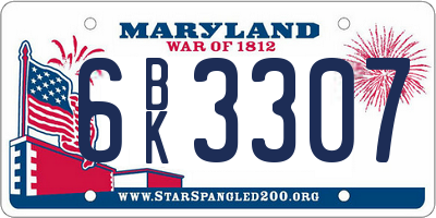 MD license plate 6BK3307
