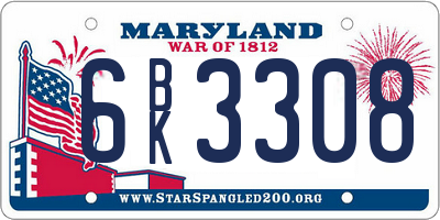 MD license plate 6BK3308