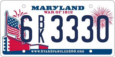 MD license plate 6BK3330
