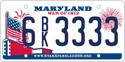 MD license plate 6BK3333