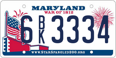MD license plate 6BK3334