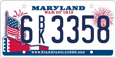 MD license plate 6BK3358