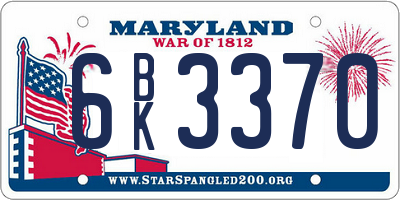 MD license plate 6BK3370