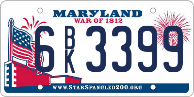MD license plate 6BK3399