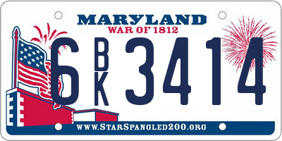 MD license plate 6BK3414