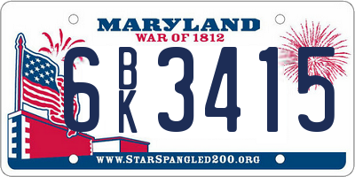 MD license plate 6BK3415