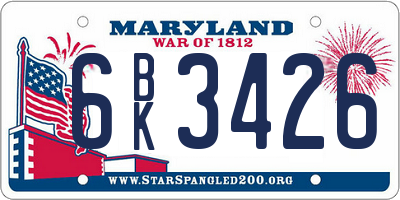 MD license plate 6BK3426
