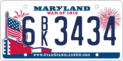 MD license plate 6BK3434