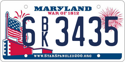 MD license plate 6BK3435