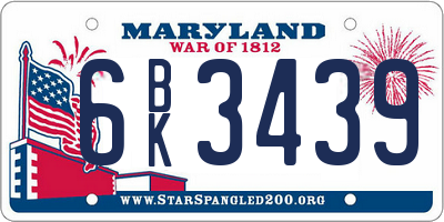 MD license plate 6BK3439