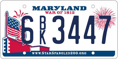 MD license plate 6BK3447