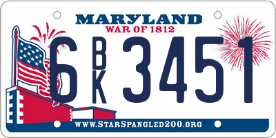 MD license plate 6BK3451