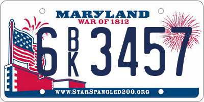 MD license plate 6BK3457