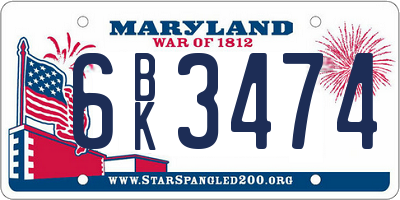 MD license plate 6BK3474