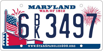 MD license plate 6BK3497