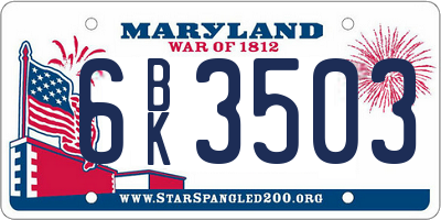 MD license plate 6BK3503
