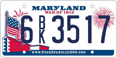 MD license plate 6BK3517