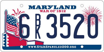MD license plate 6BK3520