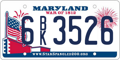 MD license plate 6BK3526