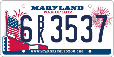 MD license plate 6BK3537
