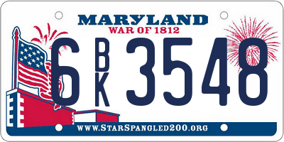 MD license plate 6BK3548