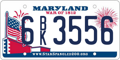 MD license plate 6BK3556
