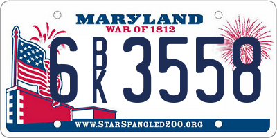 MD license plate 6BK3558