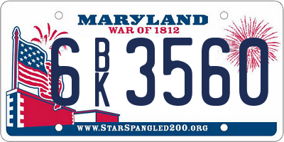 MD license plate 6BK3560