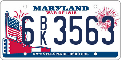 MD license plate 6BK3563