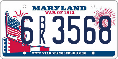 MD license plate 6BK3568