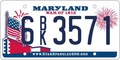 MD license plate 6BK3571