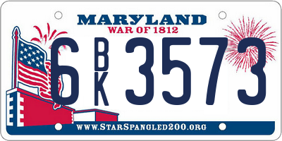 MD license plate 6BK3573