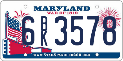 MD license plate 6BK3578