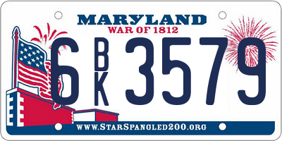 MD license plate 6BK3579
