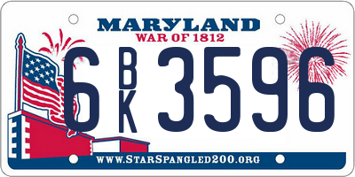 MD license plate 6BK3596