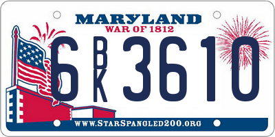 MD license plate 6BK3610