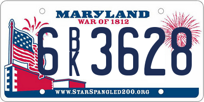 MD license plate 6BK3628