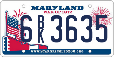 MD license plate 6BK3635