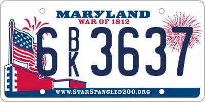 MD license plate 6BK3637