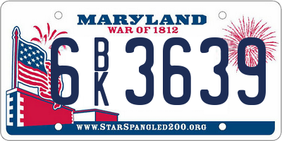 MD license plate 6BK3639
