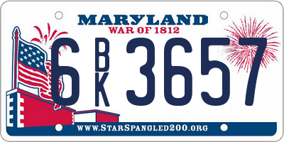 MD license plate 6BK3657
