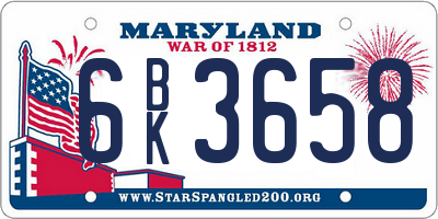 MD license plate 6BK3658