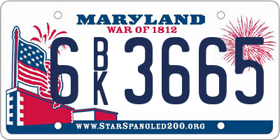 MD license plate 6BK3665