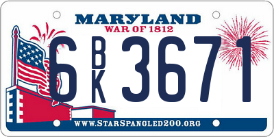 MD license plate 6BK3671